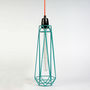 Lampada a sospensione-Filament Style-DIAMOND 2 - Suspension Bleu câble Orange Ø12cm | L